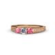 1 - Reveka Pink Tourmaline and Lab Grown Diamond Three Stone Engagement Ring 
