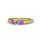 1 - Reveka Amethyst and Lab Grown Diamond Three Stone Engagement Ring 
