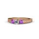 1 - Reveka Amethyst and Lab Grown Diamond Three Stone Engagement Ring 