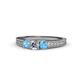1 - Reveka Blue Topaz and Lab Grown Diamond Three Stone Engagement Ring 