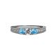2 - Reveka Blue Topaz and Lab Grown Diamond Three Stone Engagement Ring 