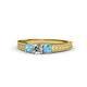 1 - Reveka Blue Topaz and Lab Grown Diamond Three Stone Engagement Ring 