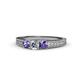 1 - Reveka Iolite and Lab Grown Diamond Three Stone Engagement Ring 