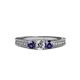 2 - Reveka Iolite and Lab Grown Diamond Three Stone Engagement Ring 