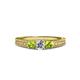 2 - Reveka Peridot and Lab Grown Diamond Three Stone Engagement Ring 