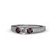 1 - Reveka Red Garnet and Lab Grown Diamond Three Stone Engagement Ring 