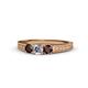 1 - Reveka Red Garnet and Lab Grown Diamond Three Stone Engagement Ring 
