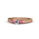 1 - Reveka Rhodolite Garnet and Lab Grown Diamond Three Stone Engagement Ring 