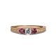 2 - Reveka Rhodolite Garnet and Lab Grown Diamond Three Stone Engagement Ring 