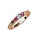 3 - Reveka Rhodolite Garnet and Lab Grown Diamond Three Stone Engagement Ring 