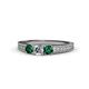 1 - Reveka Emerald and Lab Grown Diamond Three Stone Engagement Ring 