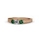 1 - Reveka Emerald and Lab Grown Diamond Three Stone Engagement Ring 
