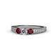 1 - Reveka Ruby and Lab Grown Diamond Three Stone Engagement Ring 