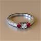 2 - Reveka Ruby and Lab Grown Diamond Three Stone Engagement Ring 