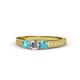 1 - Reveka London Blue Topaz and Lab Grown Diamond Three Stone Engagement Ring 