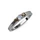3 - Reveka Smoky Quartz and Lab Grown Diamond Three Stone Engagement Ring 