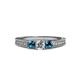 2 - Reveka Blue and White Lab Grown Diamond Three Stone Engagement Ring 