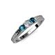 3 - Reveka Blue and White Lab Grown Diamond Three Stone Engagement Ring 