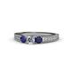 1 - Reveka Blue Sapphire and Lab Grown Diamond Three Stone Engagement Ring 