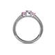 4 - Reveka Pink Sapphire and Lab Grown Diamond Three Stone Engagement Ring 
