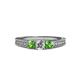 2 - Reveka Green Garnet and Lab Grown Diamond Three Stone Engagement Ring 