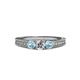 2 - Reveka Aquamarine and Lab Grown Diamond Three Stone Engagement Ring 