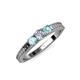3 - Reveka Aquamarine and Lab Grown Diamond Three Stone Engagement Ring 