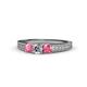 1 - Reveka Pink Tourmaline and Lab Grown Diamond Three Stone Engagement Ring 