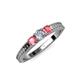 3 - Reveka Pink Tourmaline and Lab Grown Diamond Three Stone Engagement Ring 