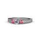 1 - Reveka Rhodolite Garnet and Lab Grown Diamond Three Stone Engagement Ring 
