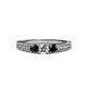 2 - Reveka Black and White Lab Grown Diamond Three Stone Engagement Ring 