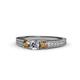1 - Reveka Smoky Quartz and Lab Grown Diamond Three Stone Engagement Ring 