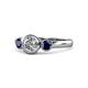 1 - Avrit Blue Sapphire and Lab Grown Diamond Three Stone Engagement Ring 