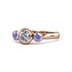 1 - Avrit Tanzanite and Lab Grown Diamond Three Stone Engagement Ring 
