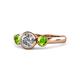 1 - Avrit Peridot and Lab Grown Diamond Three Stone Engagement Ring 