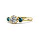 1 - Avrit Blue Diamond and White Lab Grown Diamond Three Stone Engagement Ring 