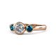 1 - Avrit Blue Diamond and White Lab Grown Diamond Three Stone Engagement Ring 