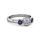 2 - Avrit Blue Sapphire and Lab Grown Diamond Three Stone Engagement Ring 