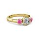 2 - Avrit Pink Sapphire and Lab Grown Diamond Three Stone Engagement Ring 