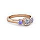 2 - Avrit Tanzanite and Lab Grown Diamond Three Stone Engagement Ring 