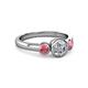 2 - Avrit Pink Tourmaline and Lab Grown Diamond Three Stone Engagement Ring 