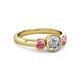2 - Avrit Pink Tourmaline and Lab Grown Diamond Three Stone Engagement Ring 