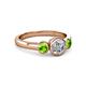 2 - Avrit Peridot and Lab Grown Diamond Three Stone Engagement Ring 