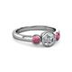 2 - Avrit Rhodolite Garnet and Lab Grown Diamond Three Stone Engagement Ring 