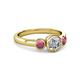 2 - Avrit Rhodolite Garnet and Lab Grown Diamond Three Stone Engagement Ring 