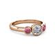 2 - Avrit Rhodolite Garnet and Lab Grown Diamond Three Stone Engagement Ring 