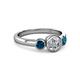 2 - Avrit Blue Diamond and White Lab Grown Diamond Three Stone Engagement Ring 