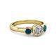 2 - Avrit Blue Diamond and White Lab Grown Diamond Three Stone Engagement Ring 