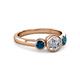 2 - Avrit Blue Diamond and White Lab Grown Diamond Three Stone Engagement Ring 