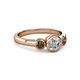 2 - Avrit Smoky Quartz and Lab Grown Diamond Three Stone Engagement Ring 